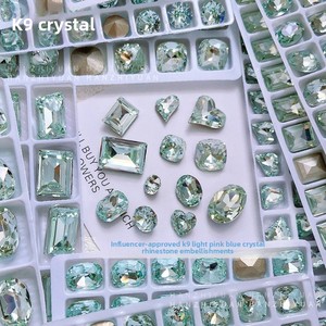 Strass en cristal K9 pour nail art, rose clair et <span class=keywords><strong>bleu</strong></span>, forme irrégulière multi-facettes, à pointe acérée, forme carrée épaisse, cœur asymétrique, style Ins - Product Image 5