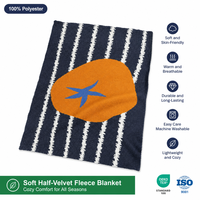 Plaid Orange Star à rayures bleu marine, semi-velours, lavable en machine, doux pour la peau, chaud, pour canapé et maison, vente en gros