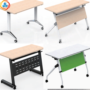 Factory Whole Sale Steel <b>Folding</b> <b>Table</b> With Wheels Training <b>Table</b> Large Conference Room Combination Meeting <b>Table</b> Good Price - Product Image 1