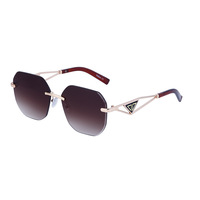 Gafas de Sol Unisex con Montura de Diamantes Sin Marco, Protección UV400, Diseño de Lujo para Hombre, Moda 2023, Marca de Lujo para Mujer, Metal Plateado
