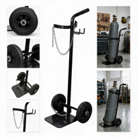 Chariot robuste pour une seule bouteille de gaz, chariot pour bouteille d'oxygène de 250 mm, chariot pour bouteille de soudeur, roues en caoutchouc massif, équipement d'atelier