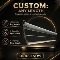 ESLXH622 Profilé d'extrusion en PVC transparent pour porte-étiquettes de rayonnage, présentoir d'étiquettes de magasin, longueur personnalisée OEM/ODM, hauteur 61 mm