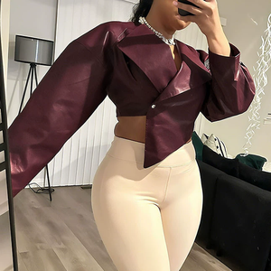 Kadın Günlük PU Deri Uzun Kollu Sonbahar Ceket - Product Image 2