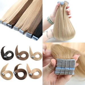 Cabello LSY # Extensiones de Cabello Humano Remy Vietnamita Rubio Platinado 613 con Tramas Invisibles y Cinta Adhesiva Fuerte - Product Image 5
