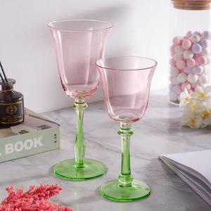 Verres à vin <span class=keywords><strong>en</strong></span> <span class=keywords><strong>cristal</strong></span> de luxe vintage rose-vert, design élégant de gobelet pour un usage domestique, pour le <span class=keywords><strong>champagne</strong></span> et le vin - Product Image 3