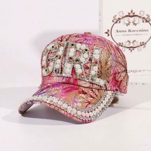Casquette de baseball rose pour femme, originale, avec strass, vente en gros - Product Image 2