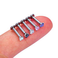 Cincin Hidung Titanium G23 ASTM F136 untuk Pertunangan/Pernikahan, Anting Segmen Berengsel dengan CZ, Lapis Emas 18K, Perhiasan Tubuh