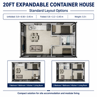 Casa Contenedor Expandible Moderna de 40 pies, Estructura Transpirable, Color Personalizable, Espacio de Vida Móvil Confortable, Diseño Flexible