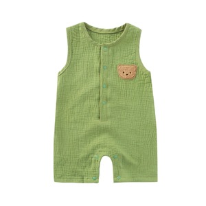 Onesie modèles d'été respirant absorbant la sueur <span class=keywords><strong>gilet</strong></span> barboteuse nouveau-né bébé Double gaze boutons dissimulés vêtements de maison - Product Image 3