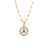 Collier Pendentif Lettre 26 en Pierre Naturelle Perforée, Style Hip-Hop, Plaqué Cuivre, Mode Euro-Américaine Transfrontalière