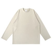T-shirt personnalisé en coton 230G à col rond et manches longues, unisexe, coupe oversize, uni, décontracté, streetwear, pour hommes et femmes, fournisseur en gros