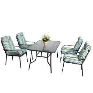 Juego de 5 Sillas Giratorias de Aluminio Modernas para Exteriores y Mesa para Uso en Villas y Parques - Product Image 1