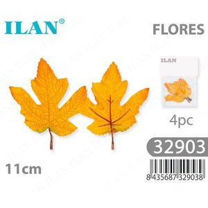 Hojas de arce artificiales ILAN de 11 cm, 4 piezas, decoraciones de otoño para manualidades - Product Image 1