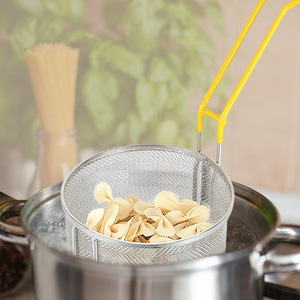 304 Stainless Steel Pasta Basket Fine Mesh Round Strainer For Noodle <b>Vegetable</b> Cooking 2.0-3.0L With Handle - Product Image 1