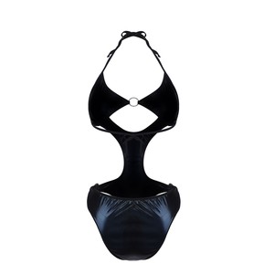 Combinaison sexy en similicuir à découpes pour femme, noire, une pièce, lingerie, maillot de bain - Product Image 5