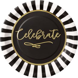 Platos de Papel Desechables Negros y Dorados de 9 Pulgadas, Estilo Moderno, Venta Caliente, Directo de Fábrica, OEM, Decoraciones para Fiestas - Product Image 1