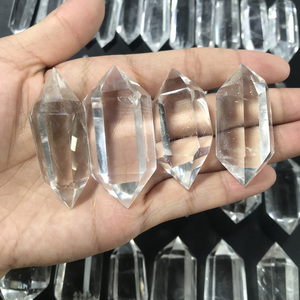 Cột tinh thể màu trắng tự nhiên, cột đôi tinh thể màu trắng trong hình dạng của kim cương tinh thần lấp lánh - Product Image 3