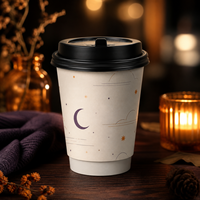Gobelet double Halloween personnalisé avec logo imprimé, en carton ondulé kraft, isolé, résistant à la chaleur, 16 oz, fournisseur en gros