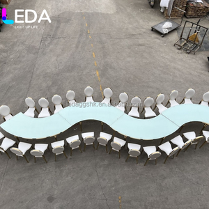 โต๊ะสแตนเลสทรงครึ่งวงกลมรูปตัว S ยี่ห้อ LEDA สำหรับรับประทานอาหารในโรงแรม หรืองานแต่งงานในสวนสาธารณะและงานอีเว้นท์ต่างๆ - Product Image 2