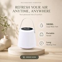 Humidificateur rechargeable, mini humidificateur de bureau, petit humidificateur personnel parfumé, humidificateur décoratif pour chambre à coucher, humidificateur portable à brume froide