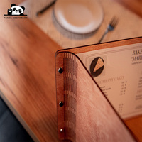 Carte de menu personnalisée avec logo gravé, style rétro, pages remplaçables, porte-menu, couverture de menu en bois pour mariage