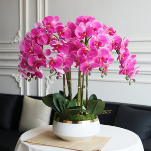 Fleur artificielle de Phalaenopsis en 3D de haute qualité, toucher réaliste, pour la décoration de la table de salon - Product Image 4