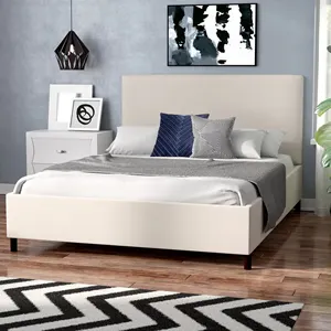 Toptan özel kumaş yatak katı ahşap ev otel yatak odası Modern tasarım kral çift başlık