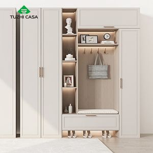 Meuble à chaussures caché pleine hauteur <span class=keywords><strong>en</strong></span> MDF avec <span class=keywords><strong>banc</strong></span> miroir - Product Image 4