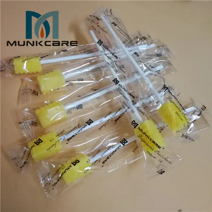 MUNKCARE Disposable polyurethane sponge medical foam oral sponge swabs sticks