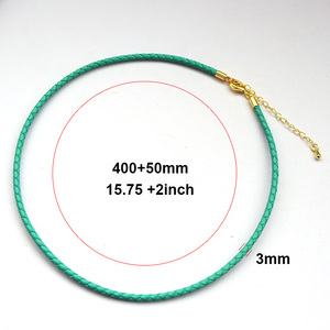Collier en Cordon <span class=keywords><strong>de</strong></span> Cuir Tressé 3mm HP0278 avec Fermoir en Or 18K, Cordon <span class=keywords><strong>de</strong></span> Bijoux en Cuir Véritable pour DIY, Vente en Gros - Product Image 3
