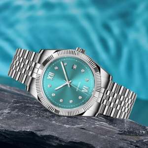 Reloj de Lujo de Acero Inoxidable con Moissanita de Alta Calidad, Relojes Mecánicos Automáticos para Hombre, Reloj de Pulsera de Negocios con Fecha, Resistente al Agua - Product Image 1