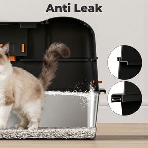 Bac à litière pour chat extra large entièrement fermé avec tapis anti-éclaboussures, toilette pour animaux de compagnie fermée pour chats - Product Image 2