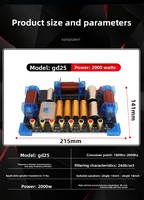 Divisor de Frecuencias GD25 de Cobre Metálico, 2 Vías, Audio HiFi, 15-18 Pulgadas, 1500W, 8 Frecuencias Ajustables, 4/8 Salidas de Altavoz