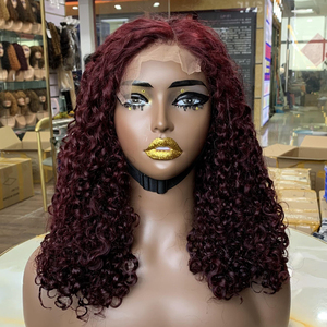 14 - Inches Bold Statement: Pixie Curly Human Hair <b>Wig</b>, 99j Color for Eye - Catching Style - Product Image 1