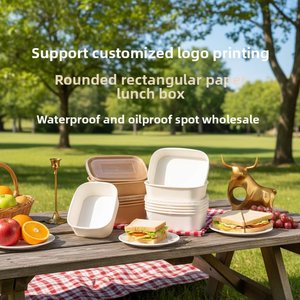 Recipientes de Papel Kraft Biodegradáveis em Lote Prontos para Uso, Tigelas de Salada Descartáveis com Tampa de PP Pet, Portáteis e Auto-Erectáveis - Product Image 5