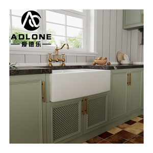 Grand évier de ferme en céramique profond à double cuvette en porcelaine blanche Tablier en argile réfractaire-Évier de cuisine en céramique - Product Image 2