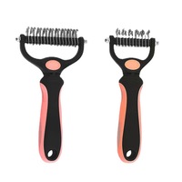 Peigne de démêlage double face en acier inoxydable Épilateur flottant efficace Chiens Chats Pet Bain Brosse Noeud Cutter Toilettage