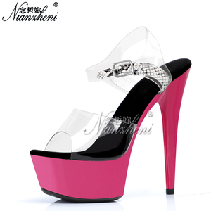 Chaussures de danse de strip-tease en acier électro-plaqué de 6 pouces, couleur basse, été, attrait sensuel, grande taille, plateforme augmentant la hauteur - Product Image 2