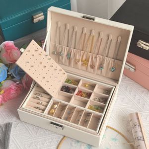 Boîte à <span class=keywords><strong>bijoux</strong></span> rectangulaire grande capacité multi-couches <span class=keywords><strong>pour</strong></span> boucles d'oreilles, colliers, bagues, en cuir PU, organisateur de rangement et d'exposition de <span class=keywords><strong>bijoux</strong></span> amovible - Product Image 6