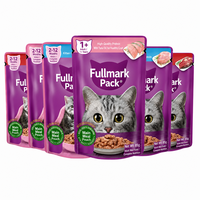 Emballage personnalisé multi-SKUs pour aliments humides pour chats, en sachet, pour marques de nourriture pour chatons et animaux adultes, avec impression sur mesure