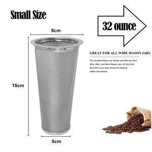 Infuseur à thé et fruits en <span class=keywords><strong>maille</strong></span> fine 8x15cm, cafetière glacée, filtre à <span class=keywords><strong>café</strong></span> infusé à froid avec anneau d'étanchéité pour pot à large ouverture - Product Image 2