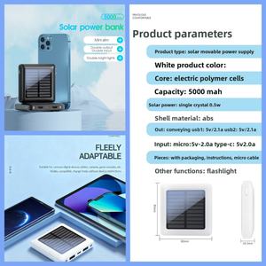 OTHC P96S 5000mAh ポータブルソーラーパワーバンク 超薄型ミニ懐中電灯 急速充電ホルダー リチウムポリマーバッテリー Android対応 - Product Image 6