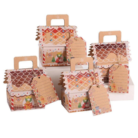 Petite boîte cadeau de Noël en forme de maison en pain d'épices, pour bonbons, biscuits, snacks, avec finition mate, en papier kraft recyclable, pour les fêtes