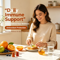 Permen Imunitas Potensi Tinggi OEM dengan Vitamin C, Zinc, Elderberry, dan Echinacea untuk Mendukung Sistem Imunitas, Umur Simpan 24 Bulan
