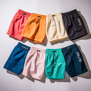 กางเกงขาสั้นผ้าฝ้ายโพลีเอสเตอร์สำหรับผู้ชายกางเกงขาสั้นลำลองสำหรับผู้ชายกางเกงขาสั้นผ้าฝ้ายโพลีเอสเตอร์ผูกเชือกกลางแจ้งโลโก้ออกแบบได้ตามต้องการ - Product Image 2