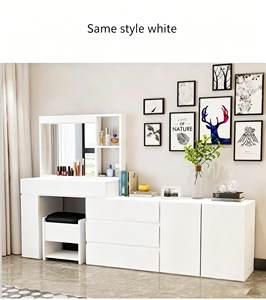 Tocador de <span class=keywords><strong>Maquillaje</strong></span> de Diseño Sencillo y Tradicional para Dormitorio y Sala de Estar <span class=keywords><strong>con</strong></span> <span class=keywords><strong>Espejo</strong></span> Iluminado y Panel - Product Image 4