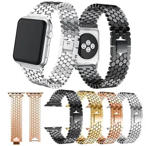 Dây Đeo Thay Thế Bằng Kim Loại 42Mm 44Mm 38Mm 40Mm Cho Apple Watch Series 5/4/3/2/1 Vòng Đeo Tay Dây Đeo Đồng Hồ Vảy Cá