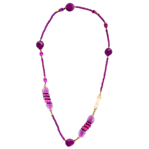 Bijoux en perles géométriques plaquées or couleur améthyste avec chaîne - Product Image 2