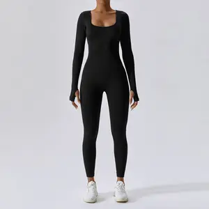 Liền mạch Yoga boilersuit mùa xuân khiêu vũ tập thể dục một mảnh phù hợp với chặt chẽ dài tay áo Yoga phù hợp với