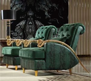 Canapé italien léger et luxueux en <span class=keywords><strong>cuir</strong></span> <span class=keywords><strong>Fauteuil</strong></span> simple serpent en cuivre pur, mobilier de salon moderne - Product Image 3